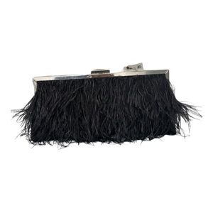 I.N.C Black Feather and Satin Evening Bag
